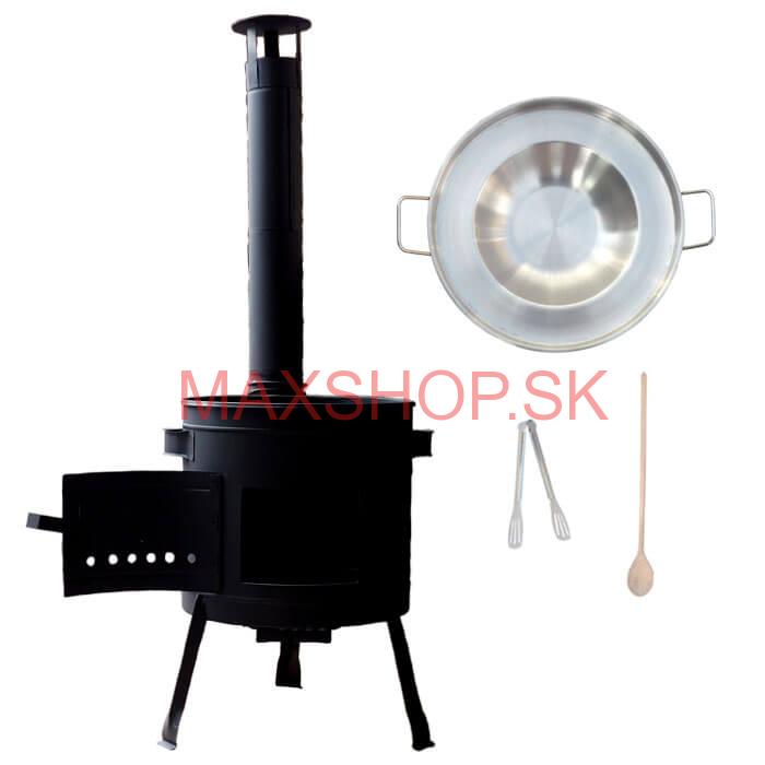 Nerezová panvica na grilovanie + kovová kotlina 36 cm