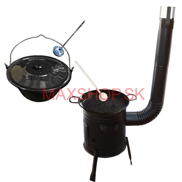 Paella smaltovaná panvica 34 cm so smaltovaným kotlíkom 8 L (1,2 mm) a kotlinou