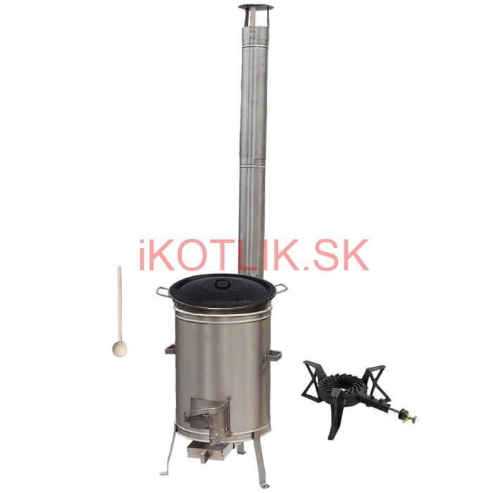 Nerezový kotol 40 L + nerezová kotlina 45 cm + horák LUX