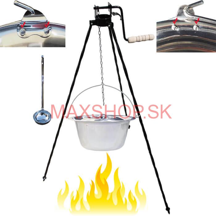 Antikorový kotlík 20 L (0,8 mm) s nitmi + stojan s kladkou VAR