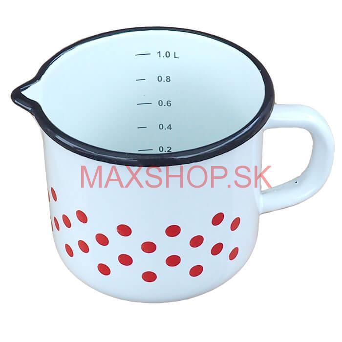 Smaltovaný hrnček s výlevkou 1 L - bodkovaný