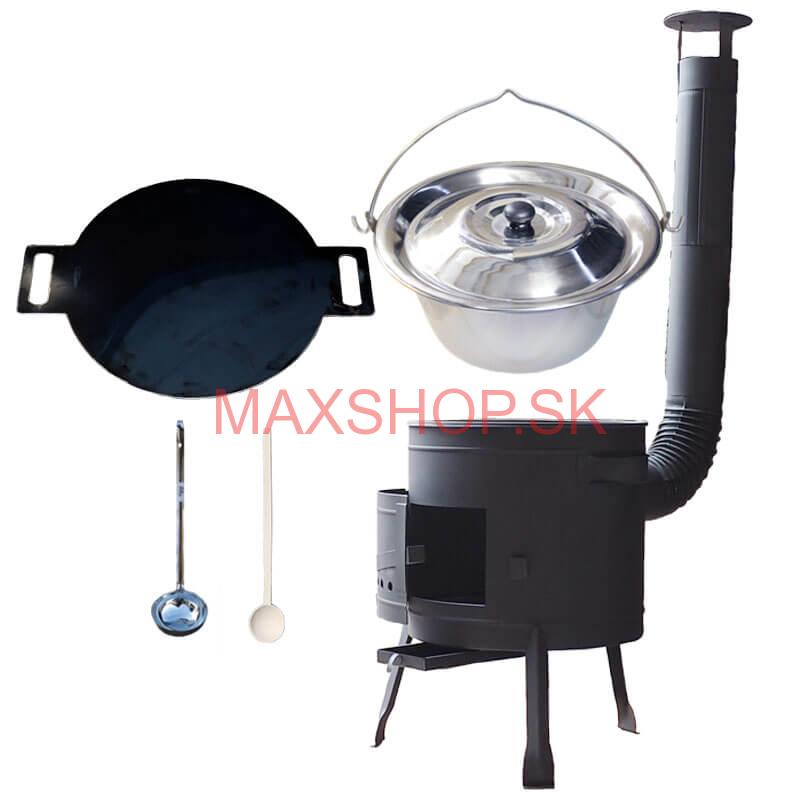 Nerezový kotlík 20 L (1,2 mm) INOX + železná panvica 44 cm UNI + kotlina 42 cm PLUS 600