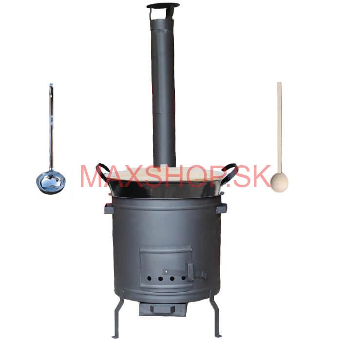 Smaltovaný kotol 100 L + žiaruvzdorná kotlina 60 cm PLUS 600 + vareška a naberačka BIG PARTY