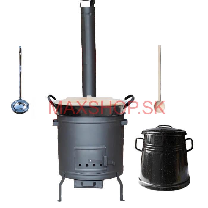 Smaltovaný kotol 100 L + žiaruvzdorná kotlina 60 cm PLUS 600 + Nádoba na masť 10 L