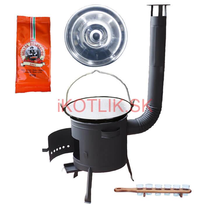 Smaltovaný kotlík 20 L (1,2 mm) + korenie + štamperlíky + nízka žiaruvzdorná kotlina (0,8 mm) 42 PLUS 600