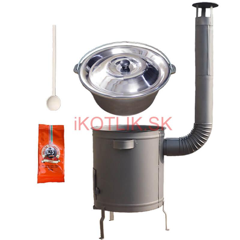 Liatinový kotlík 16 L + Hrubostenná kotlina 36 cm (1,5 mm) STRONG + žiaruvzdorná farba Plus 600