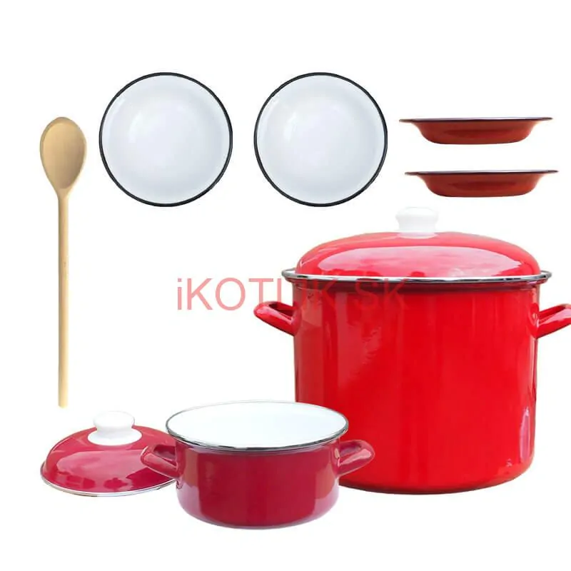 Smaltovaný hrniec s pokrievkou 5,2 l + smaltovaný kastról s pokrievkou 3 L + taniere Classic