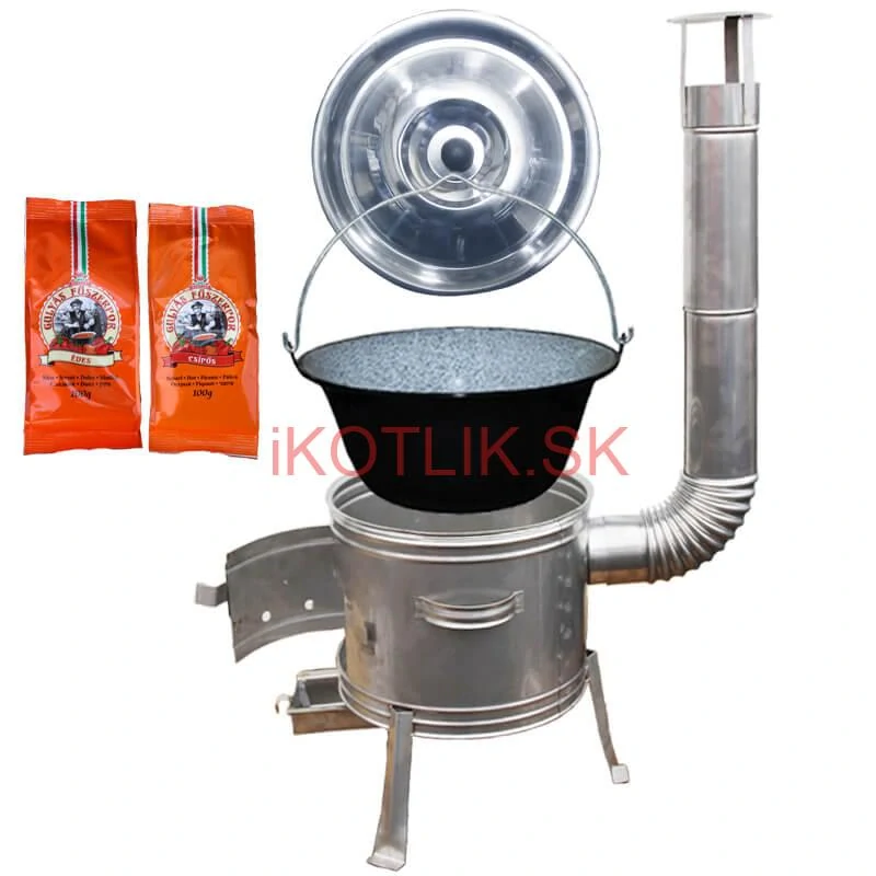 Smaltovaný kotlík 22 L + Nerezová kotlina 42 INOX + paprikové korenie na guláš - MIX 100 g