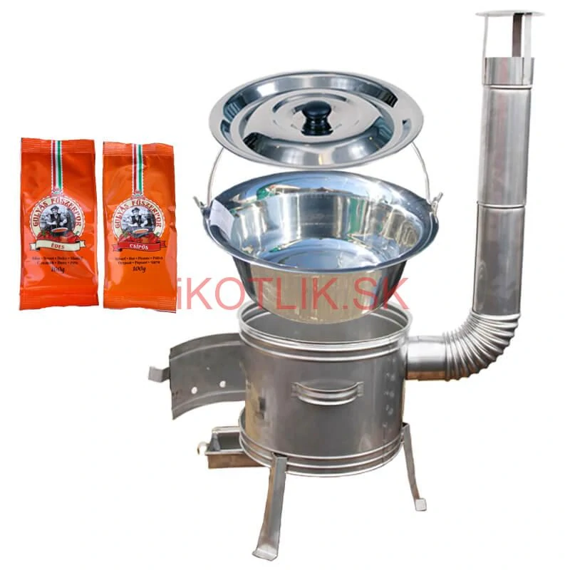 Nerezový kotlík 22 L (0,8 mm) INOX + Nerezová kotlina 42 INOX + paprikové korenie na guláš - MIX 100 g