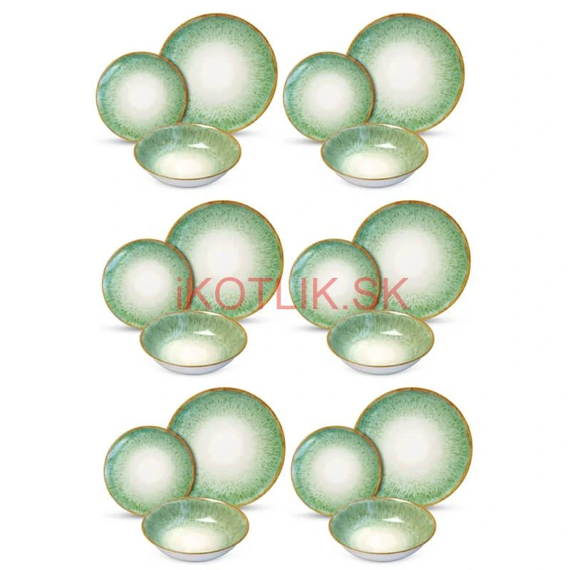 Súprava keramických tanierov 18 ks GREEN