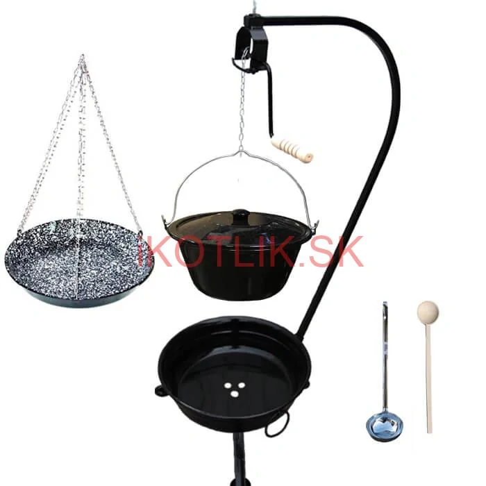 Smaltovaný kotlík 13 L (1,2 mm) + smaltovaná panvica + prenosné ohnisko