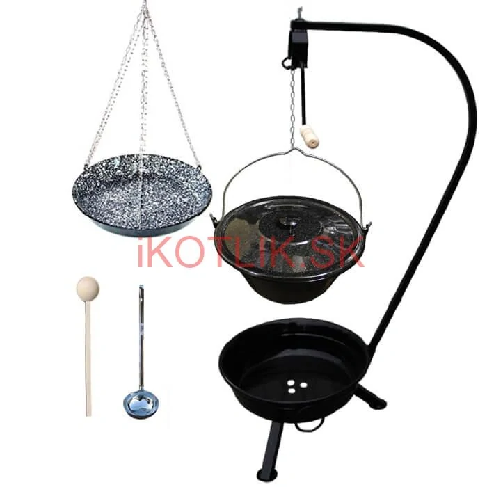 Smaltovaný kotlík 30 L (1,2 mm) + smaltovaná panvica + prenosné ohnisko