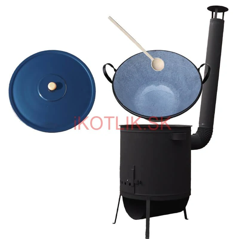 Smaltovaný kotol 70 L na zabíjačku + žiaruvzdorná kotlina 53 PLUS 600 4 MM + vareška