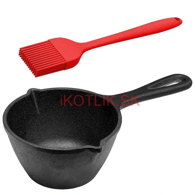 Liatinová rajnica (kastról) 0,5 l + silikónová maslovačka