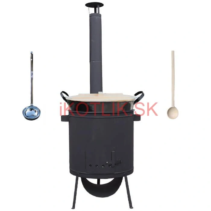 Smaltovaný kotol 100 L + žiaruvzdorná kotlina 42 PLUS 600 4 MM + varecha a naberačka BIG PARTY