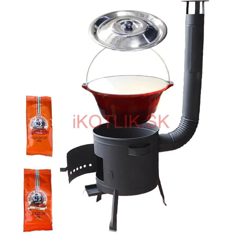 Liatinový kotlík so smaltovanou úpravou 22 L + nízka kotlina 42 PLUS 600 + paprikové korenie na guláš - MIX 100 g