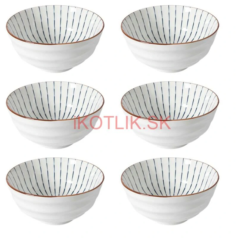 Sada 6 ks veľkých keramických misiek na guláš a polievky, 1 liter