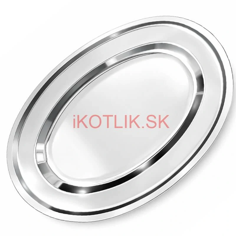 Nerezový oválny podnos (30,5cm) – Odolná servírovacia tácka na mäso aj koláče