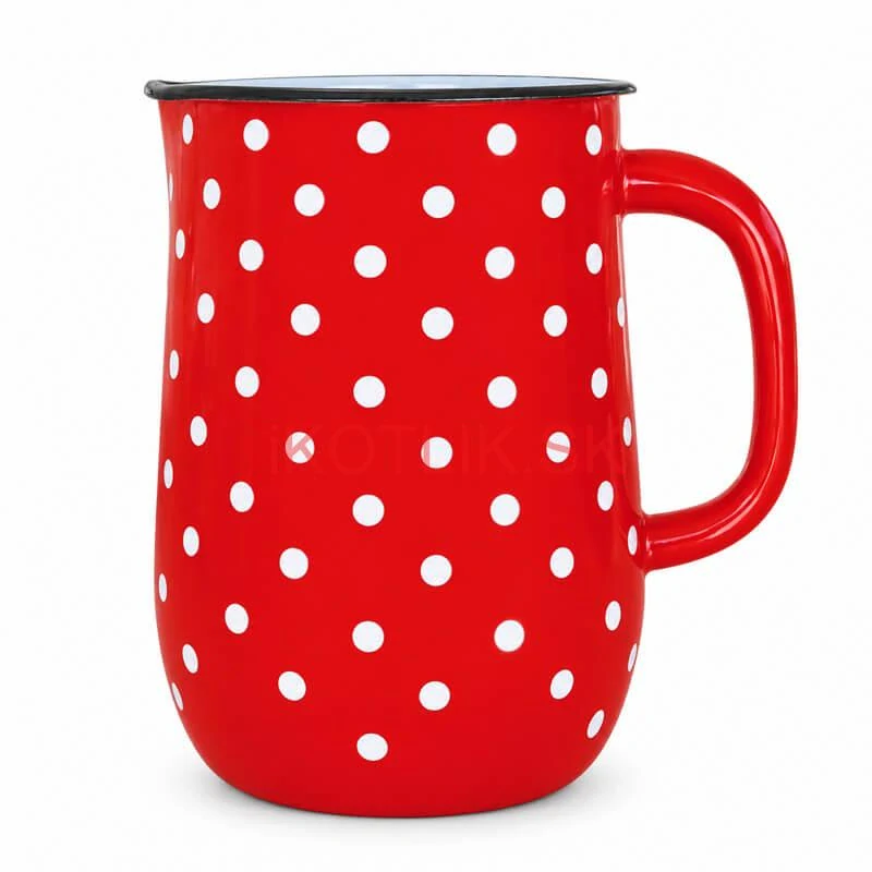 Bodkovaný smaltovaný džbán 2,5 l – červený