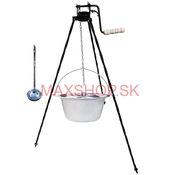 Antikorový kotlík 10 L + pokrievka + stojan s kladkou VAR