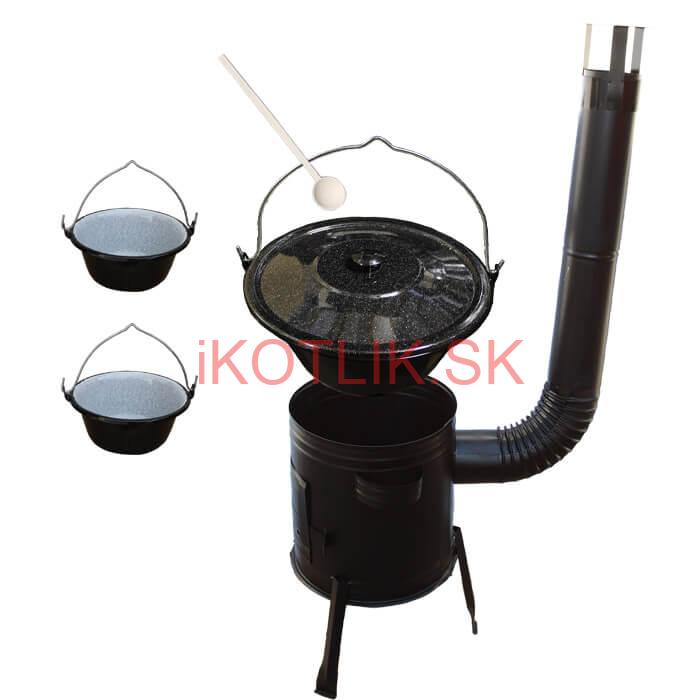Smaltovaný kotlík 20 L (1,2 mm) + kovová kotlina 42 CLASSIC (KOV) + 2 smaltované servírovacie kotlíky 0,8 L