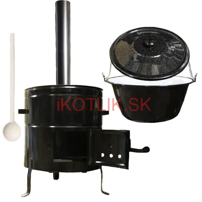Smaltovaný kotlík 30 L (1,2 mm) + kovová kotlina 50 CLASSIC (KOV) + dymovod Max Party