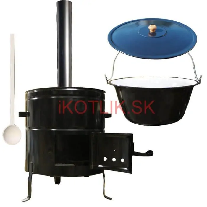 Smaltovaný kotlík 50 L (1,2 mm) + kovová kotlina 53 CLASSIC (KOV) + dymovod Max Party