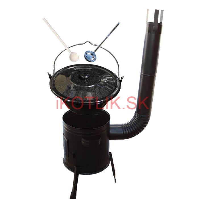 Smaltovaný kotlík 16 L (1,2 mm) + kovová kotlina 39 CLASSIC (KOV) + vareška a naberačka Easy party