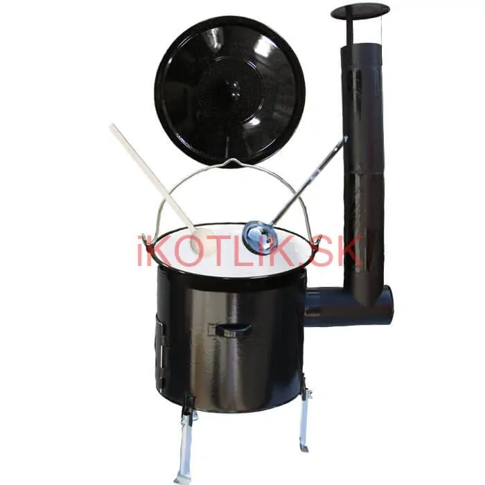 Smaltovaný kotlík 16 L (1,2 mm) + smaltovaná kotlina 39 cm + vareška a naberačka Easy party