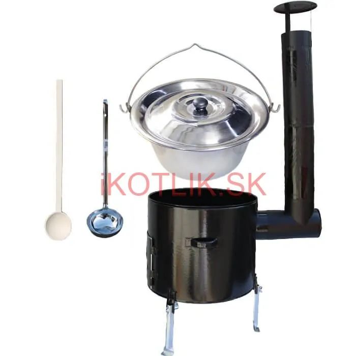 Antikorový kotlík 8 L (0,8 mm) + smaltovaná kotlina 31 cm + vareška a naberačka Easy party